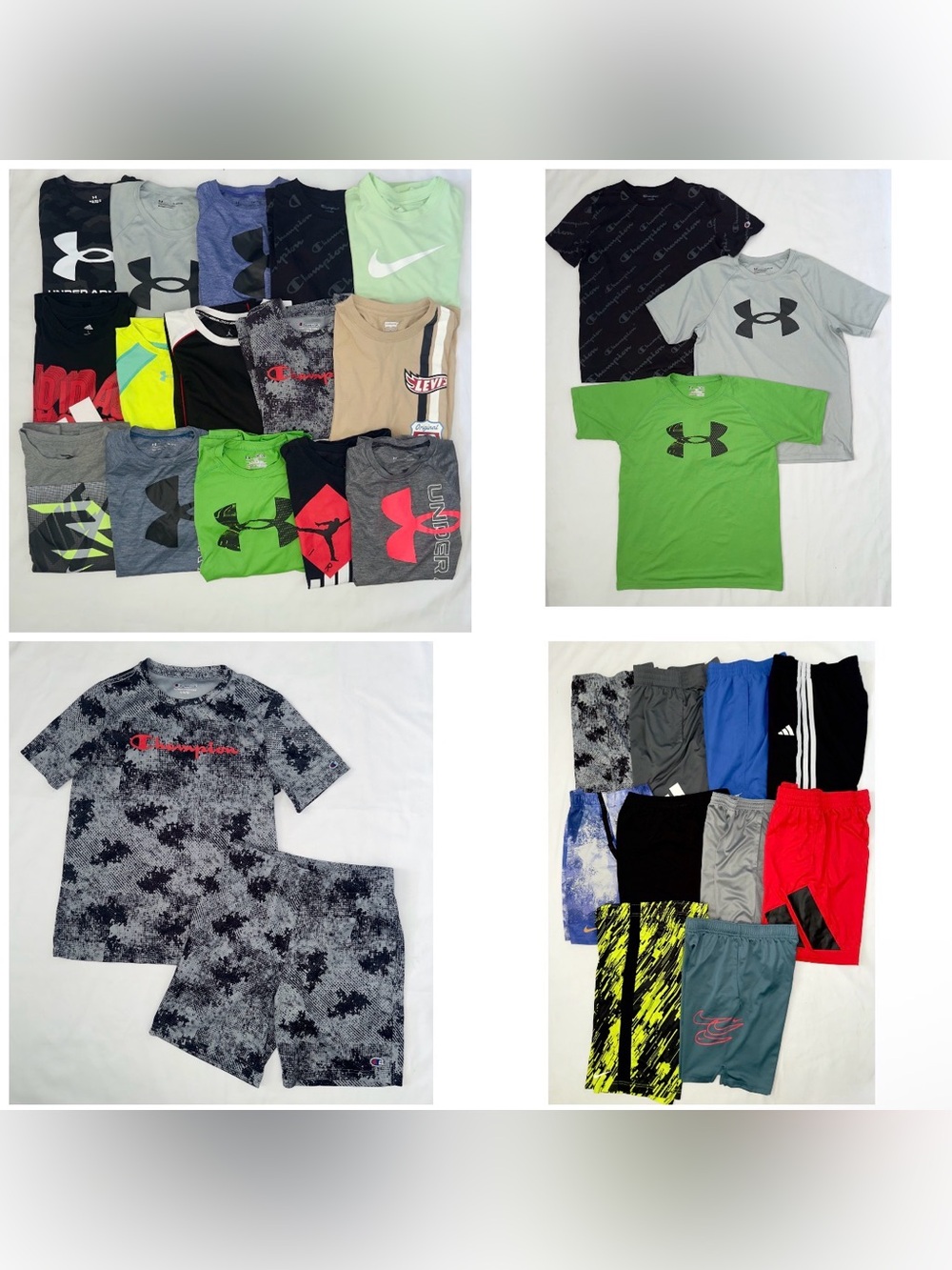 HUGE BOYS BUNDLE Of 25 NIKE ADIDAS UA JORDAN T-Shirts Shorts Sz Large